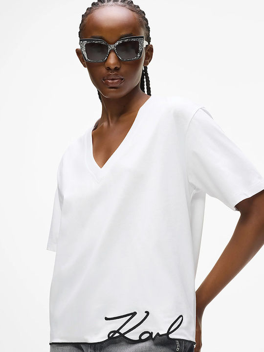 Karl Lagerfeld Logo Γυναικείο T-shirt Άσπρο