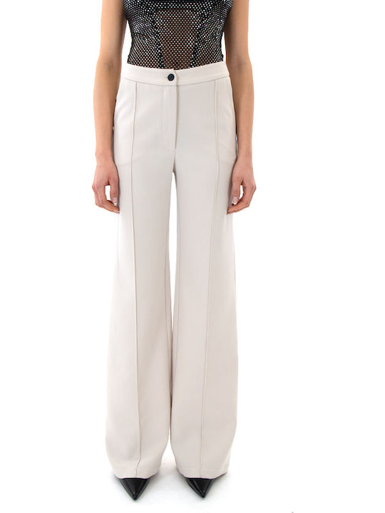 Women's Fabric Trousers Straight Line Ecru