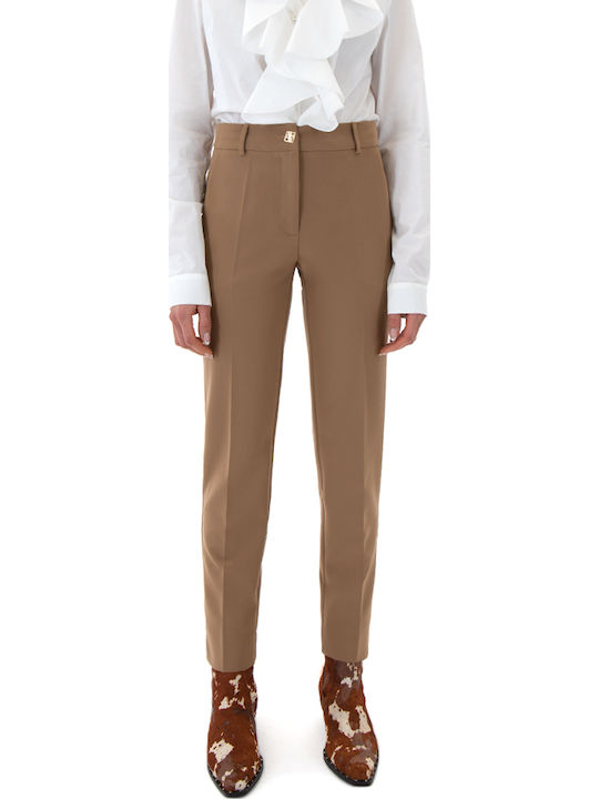 Women's Fabric Trousers Slim Fit Camel