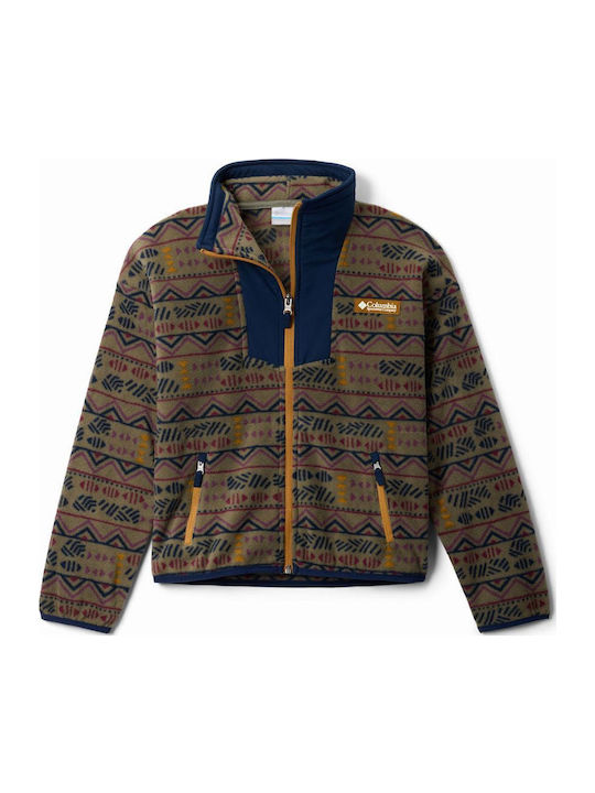 Kids Cardigan Fleece Stone Green Full