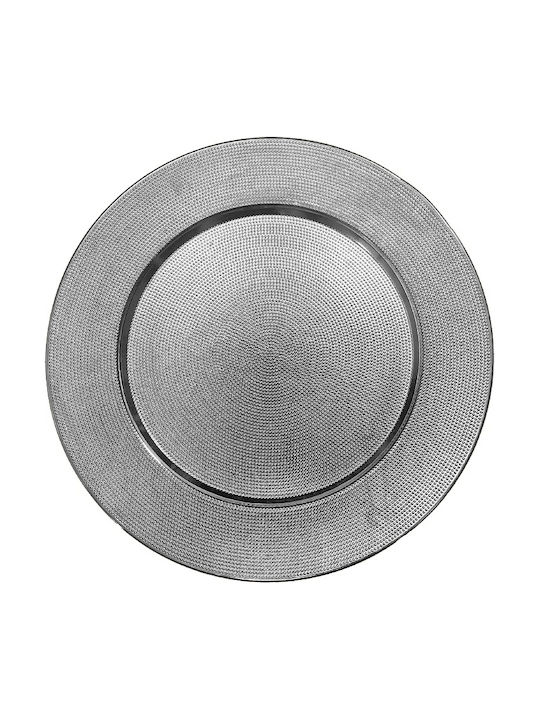 Espiel Πιάτο Ρηχό Πλαστικό Ασημί με Διάμετρο 33cm 6τμχ