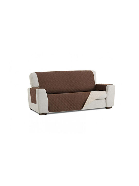 Sofazip Ελαστικό Κάλυμμα Διθέσιου Καναπέ Brown - Beige 110εκ.