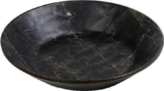 Espiel Black Wood Plate Soup Wooden Black with Diameter 21cm 6pcs