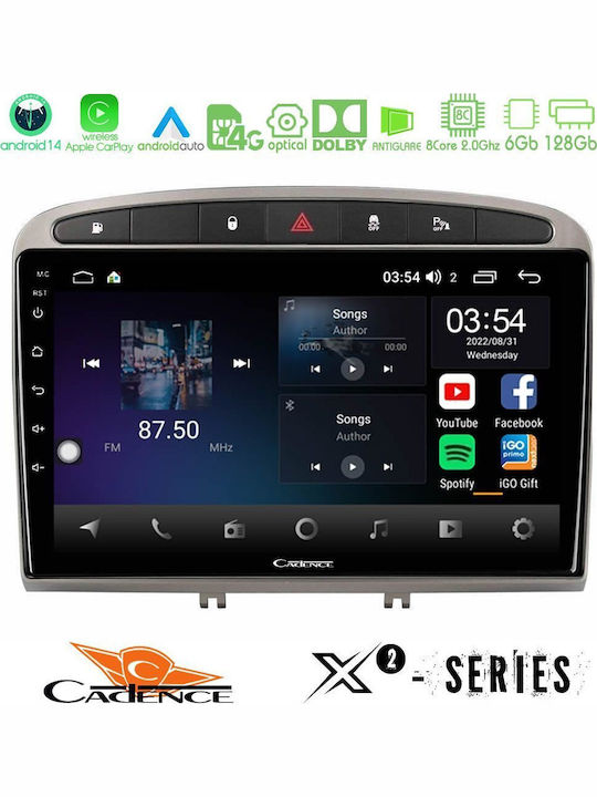 Cadence Car Audio System for Peugeot 308 / RCZ 2007-2012 (Bluetooth/USB/WiFi/GPS/Apple-Carplay/Android-Auto) with Touch Screen 9"