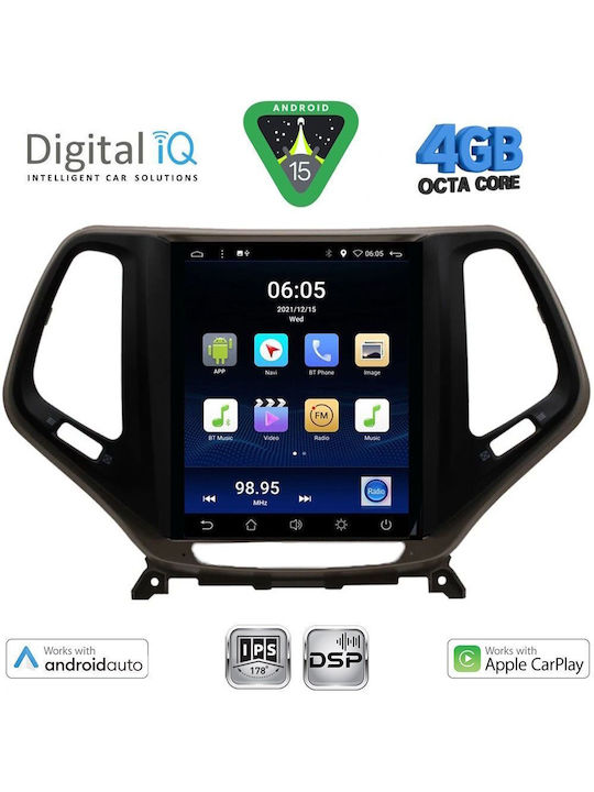 Digital IQ Car Audio System for Jeep Cherokee 2014 with Clima (Bluetooth/USB/AUX/WiFi/GPS/Apple-Carplay/Android-Auto) with Touch Screen 9.7"