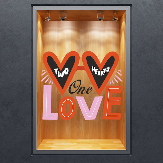 Schaufenster- und Wandsticker Valentinstag Two Hearts One Love 100x85cm