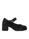 Leder Pumps mit mittelhohem Absatz Schwarz