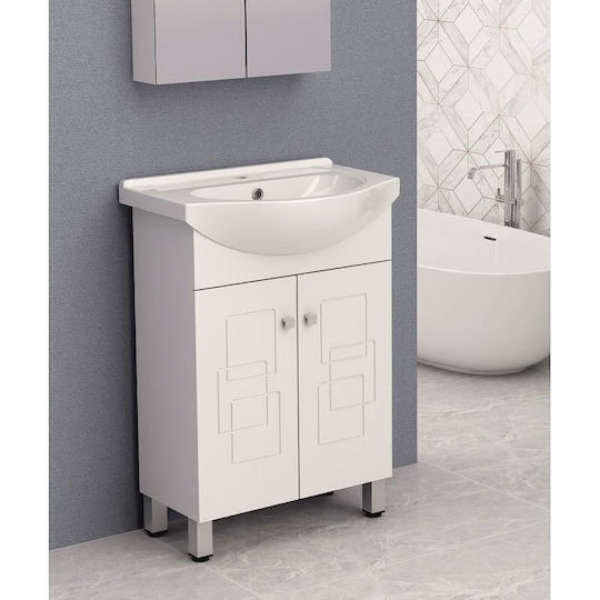 Inter Ceramic Πάγκος με Νιπτήρα Μ60xΒ43xΥ85cm Λευκός
