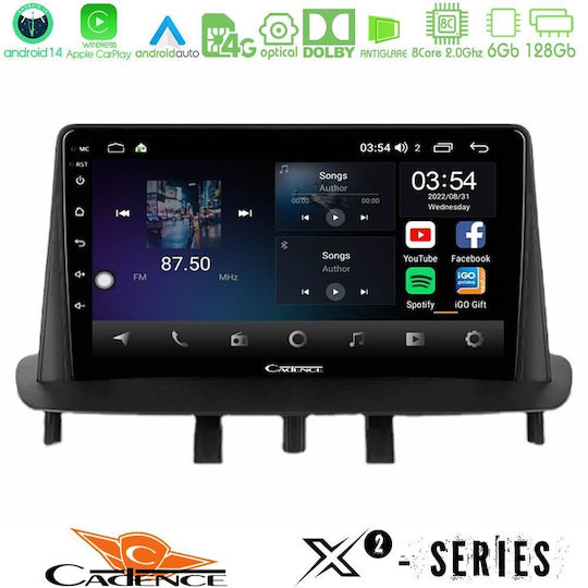 Cadence Ηχοσύστημα Αυτοκινήτου για Renault Megane 2009-2013 (Bluetooth/USB/WiFi/GPS/Apple-Carplay/Android-Auto) με Οθόνη Αφής 9"