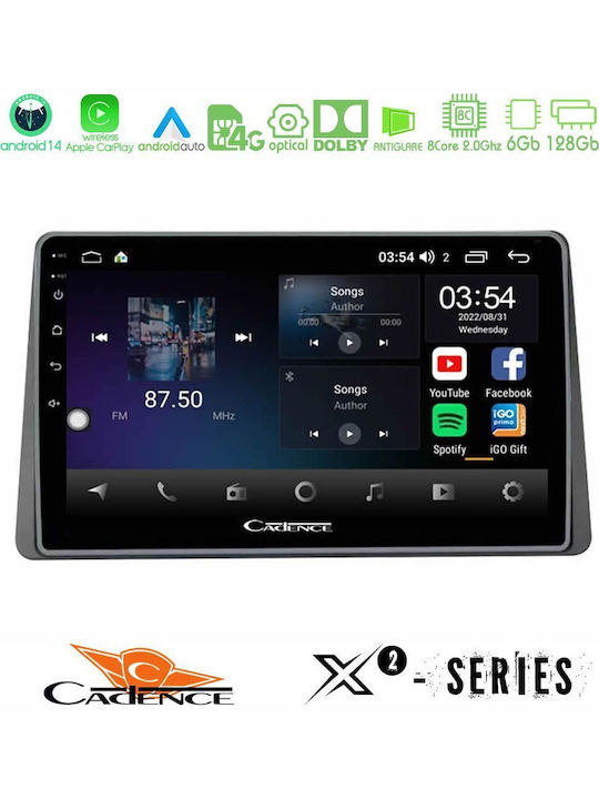 Cadence Car Audio System for Dacia Duster 2022 (Bluetooth/USB/WiFi/GPS/Apple-Carplay/Android-Auto) with Touch Screen 9"