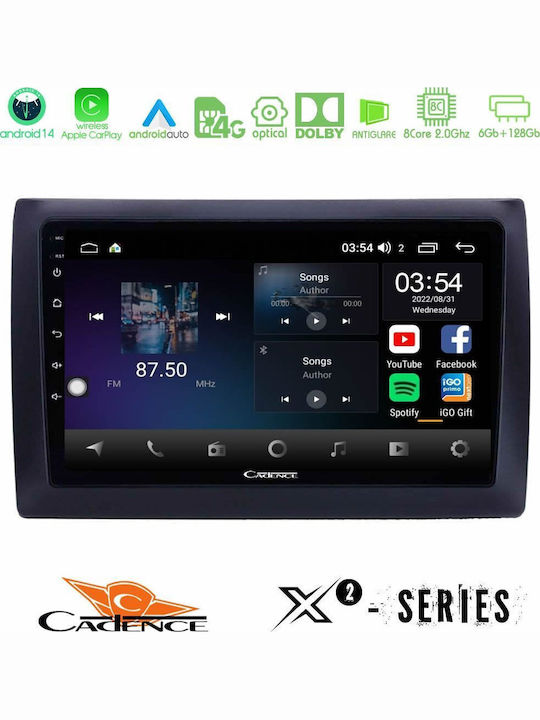 Cadence Car Audio System for Fiat Stilo 2001-2008 (Bluetooth/USB/WiFi/GPS/Apple-Carplay/Android-Auto) with Touch Screen 9"