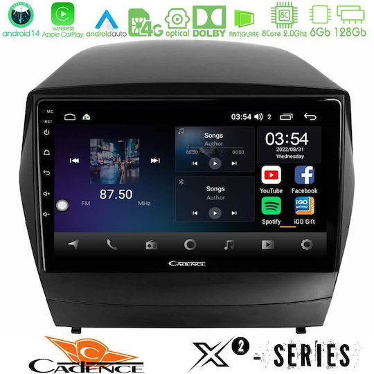 Cadence Car Audio System for Hyundai iX35 2010-2013 with A/C (Bluetooth/USB/WiFi/GPS/Apple-Carplay/Android-Auto) with Touch Screen 9"