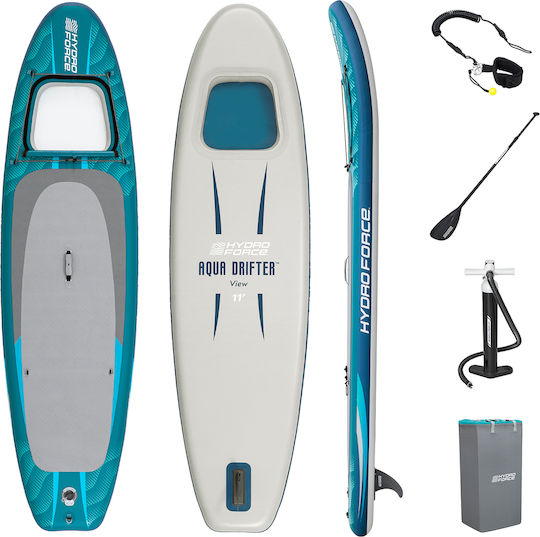 Bestway Hydro Force Aqua Drifter View Set Φουσκωτή Σανίδα SUP με Μήκος 3.35m Τιρκουάζ