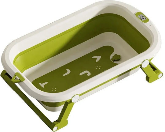Little Mom Faltbare Babybadewanne mit Thermometer Grün
