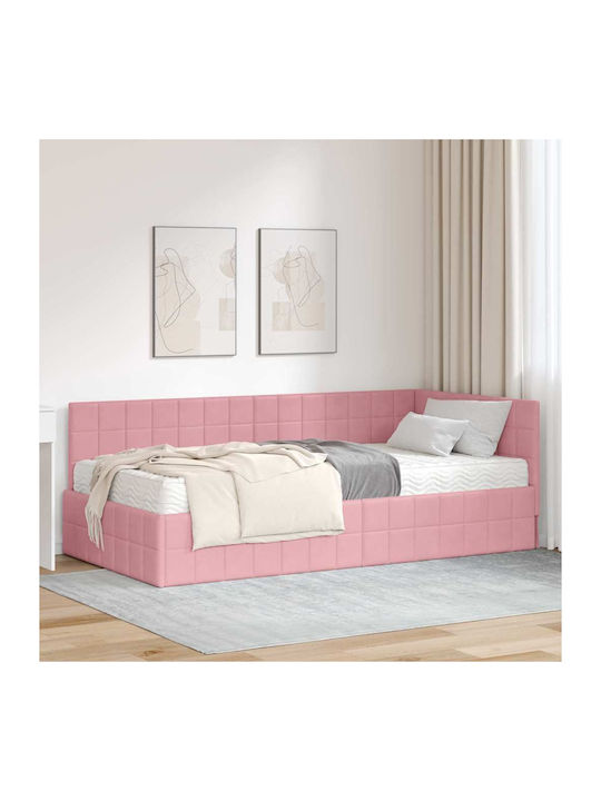 Betten mit Matratze 100x200cm mit Samt Grau mit...