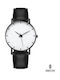 Ghetto Men's Watch Battery with Black Leather Strap