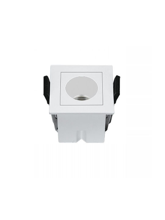 Zambelis Lights Square Recessed Spot with Integrated LED and Warm White Light White 4.2x4.2cm. 1pcs
