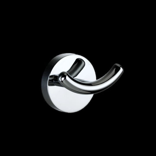 Gloria Roco Bathroom Hook Double with Screws 6.5x5cm Silver