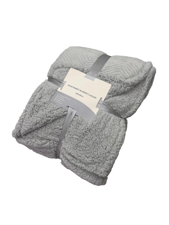 Lucktora Κουβέρτα Sherpa Υπέρδιπλη 220x240εκ. Γκρί Ανοιχτό