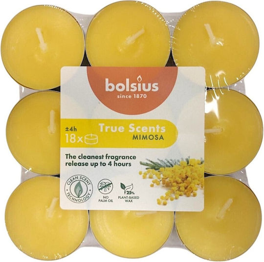 Bolsius Lumânări Mici True Scents Aromatice În Culoare Galbenă Până La 4 Ore Timp De Ardere 18 Bucăți