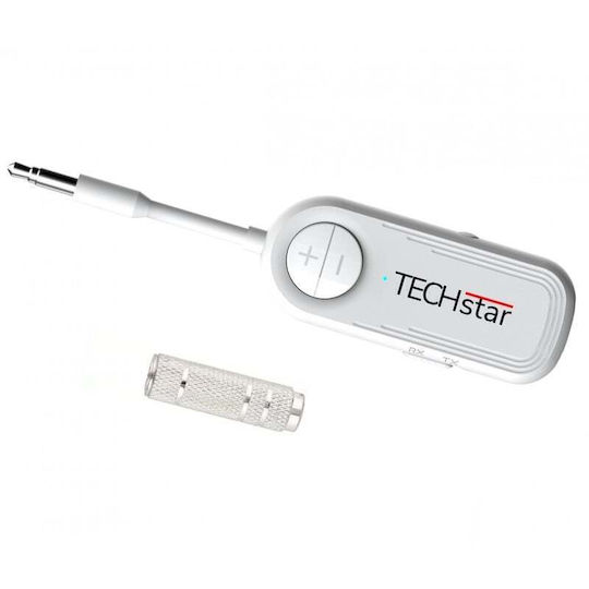 Wireless 2 În 1 Receptor Transmițător Audio Tx Rx Techstar M28 Alb Bluetooth Bt 5.3 Conector Port Audio 3.5mm