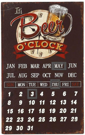 Espiel Διακοσμητικό Τοίχου από Ξύλο Beer O'clock 40x0.5x25cm