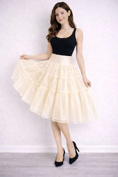 Flora Wedding Maxi Skirt with Tulle Ivory-103 with Decorative Chain