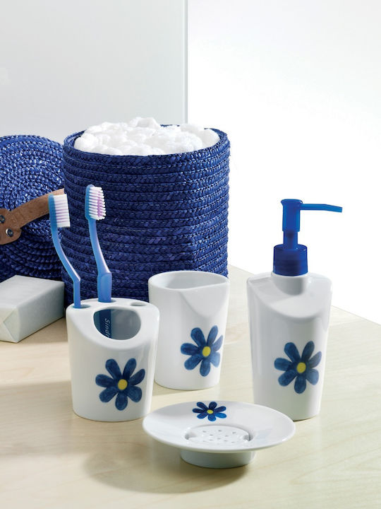 Bronze Art Bathroom Accessory Set Ceramic White 4 Pieces