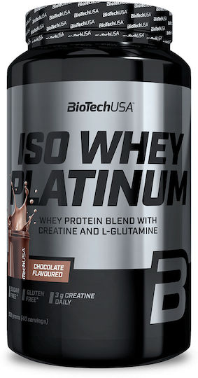 Biotech USA Iso Whey Platinum Πρωτεΐνη Ορού Γάλακτος με Κρεατίνη Χωρίς Γλουτένη με Γεύση Chocolate 908gr