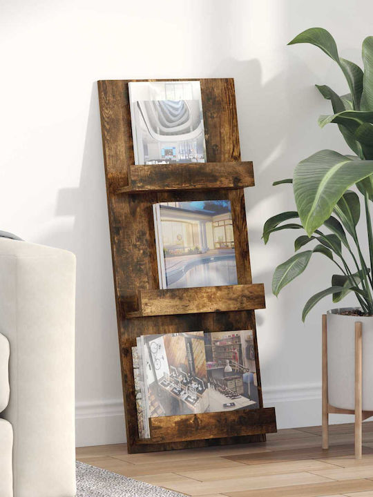 vidaXL PU Magazine Rack Brown 43x11x102cm