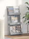 vidaXL PU Magazine Rack Gray 51x11x102cm