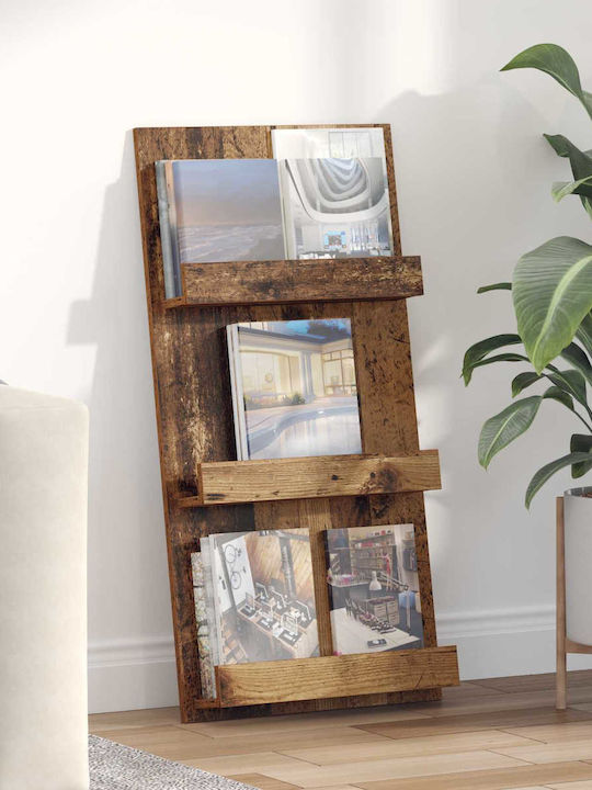 vidaXL PU Magazine Rack Brown 51x11x102cm