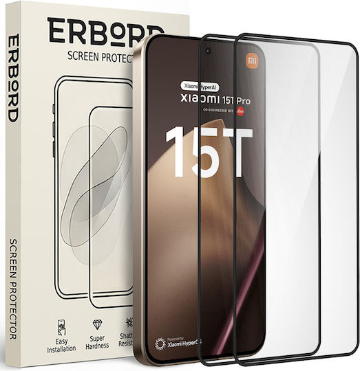 2x Γυαλί Hartowane Xiaomi 15t Pro Erbord 3d Πλήρες Γρήγορο Ολόκληρη Οθόνη