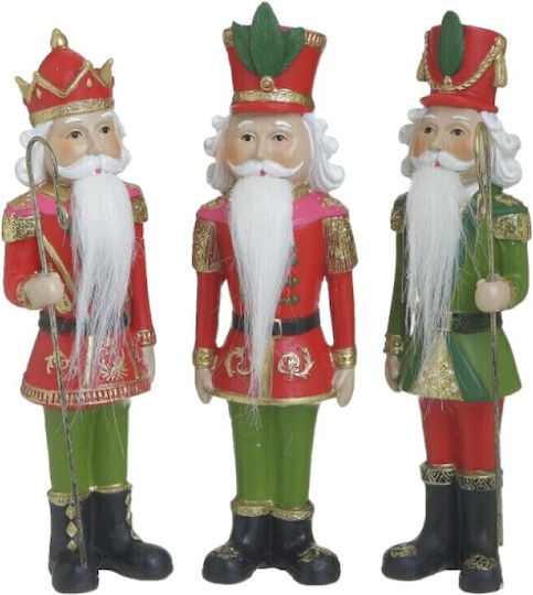 Inart Weihnachts-Nussknacker Grün aus Polyresin Höhe 22cm. 3Stück