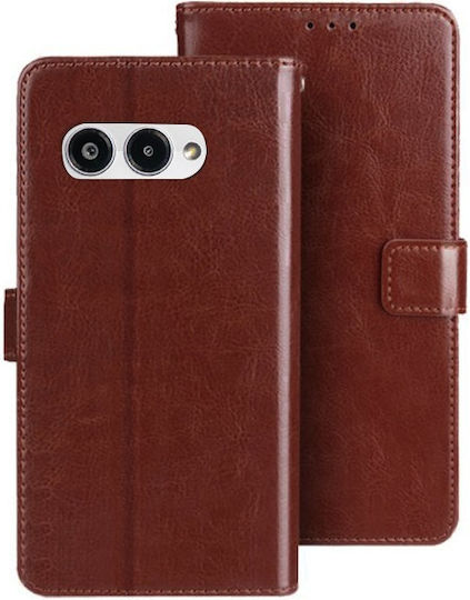 Θήκη Πτυσσόμενο Καπάκι T Phone 3 5g Crazy Horse Wallet Καφέ