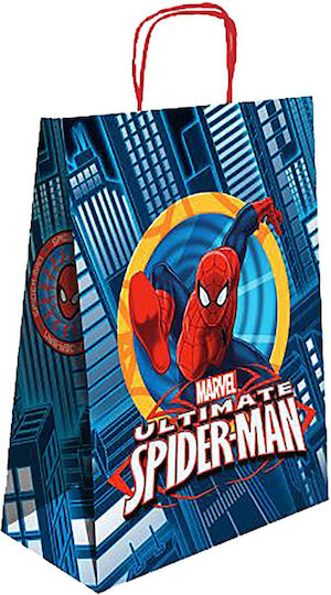 Spiderman Hârtie Geantă pentru Cadou cu Tema "Spiderman" Galbenă 32x14x40cm.