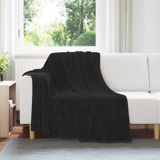 vidaXL Decken & Couchdecken Sesselüberwurf Fleece 150x200cm Schwarz