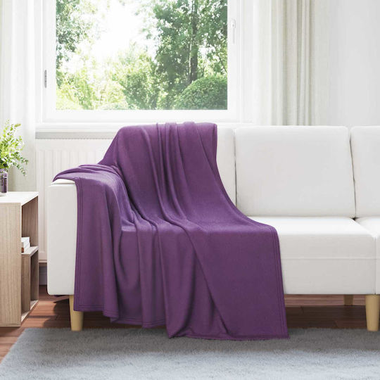 vidaXL Throws & Couch Blankets Armchair Throw Fleece 170x130cm Purple