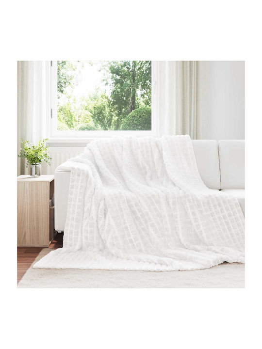vidaXL Ριχτάρι Διθέσιου Καναπέ Fleece 270x240εκ. Λευκό