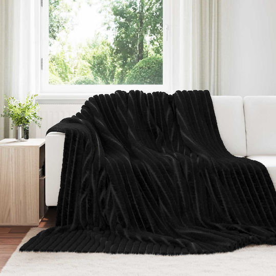 vidaXL Decken & Couchdecken Sesselüberwurf Fleece 240x220cm Schwarz