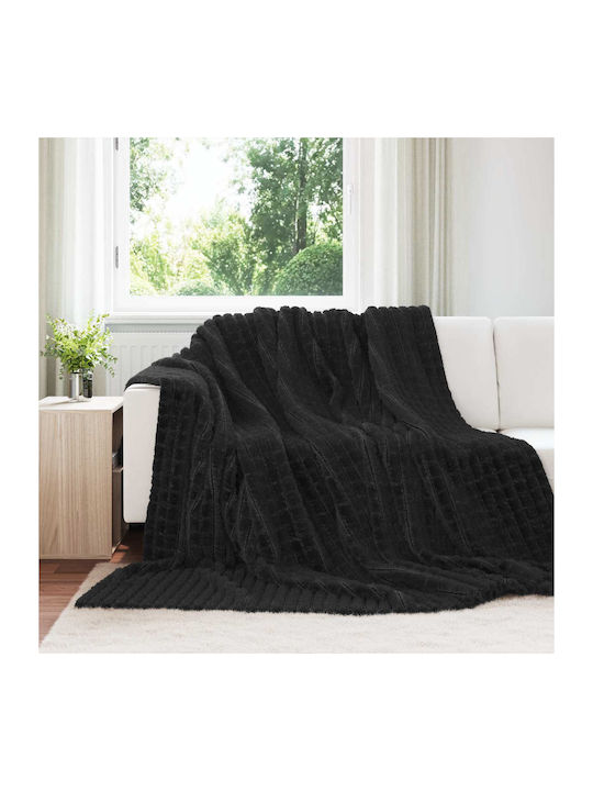 vidaXL Ριχτάρι Διθέσιου Καναπέ Fleece 270x240εκ. Μαύρο