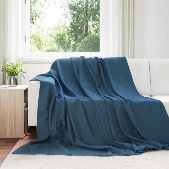 vidaXL Armchair Throw Fleece 240x220cm Dark Blue