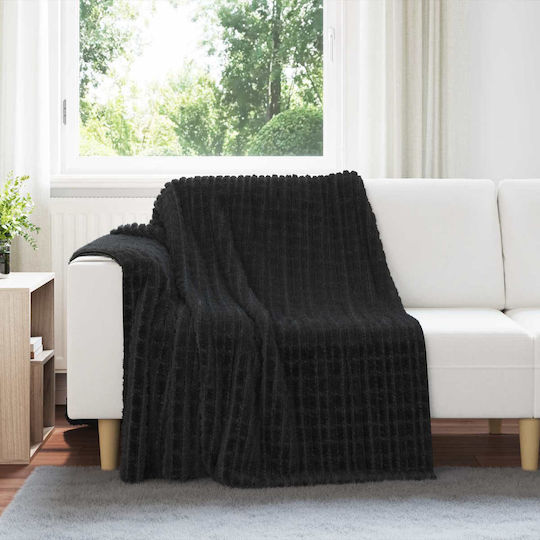 vidaXL Фотьойл Throw Полар 200x150см Черен