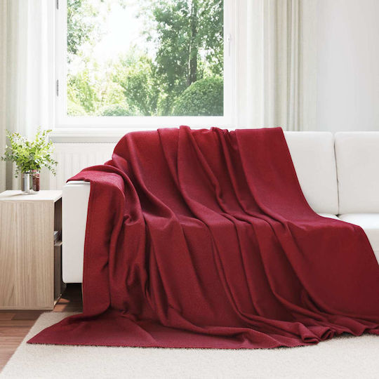 vidaXL Pătură Fleece Superdublă 240x220cm Verde-verzui Roșu