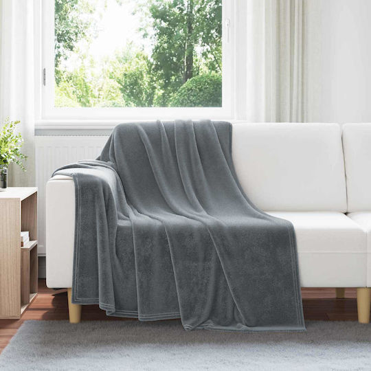 vidaXL Fleece Blanket Single 150x200cm Dark Grey