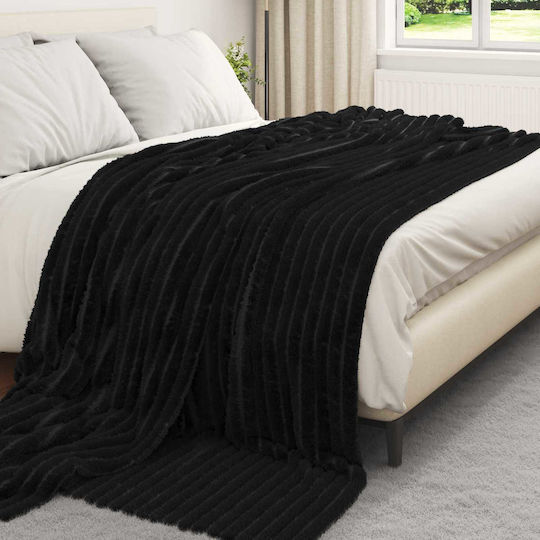 vidaXL Одеяло Флийс Кинг сайз 240x220см. Черно