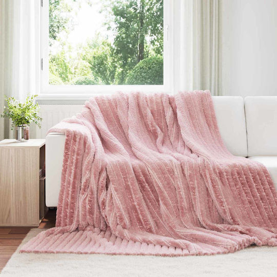 vidaXL Fleecedecke King Size 270x240cm Rosa