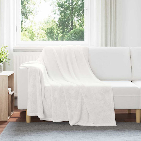 vidaXL Κουβέρτα Fleece Μονή 150x200εκ. Λευκό