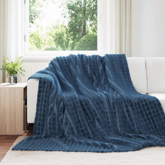 vidaXL Κουβέρτα Fleece King Size 270x240εκ. Σκούρο Μπλε