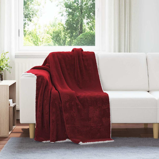 vidaXL Κουβέρτα Fleece Καναπέ 130x150εκ. Βεραμάν, Κόκκινο
